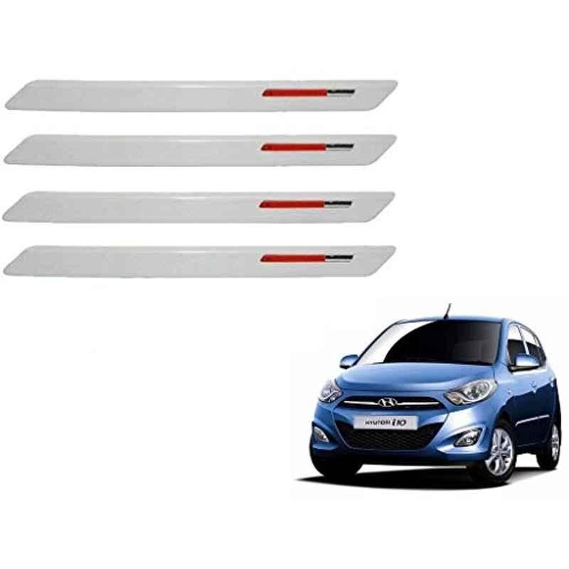Kozdiko 4 Pcs White & Red Designer Car Bumper Protector Set for Hyundai i10