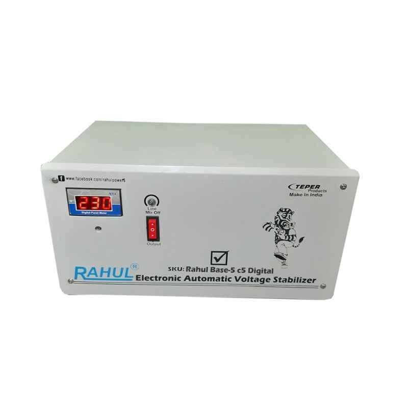 Rahul Base-5 C5 Digital 5kVA 20A 140-280V 3 Step Copper Automatic Voltage Stabilizer for Mainline Use