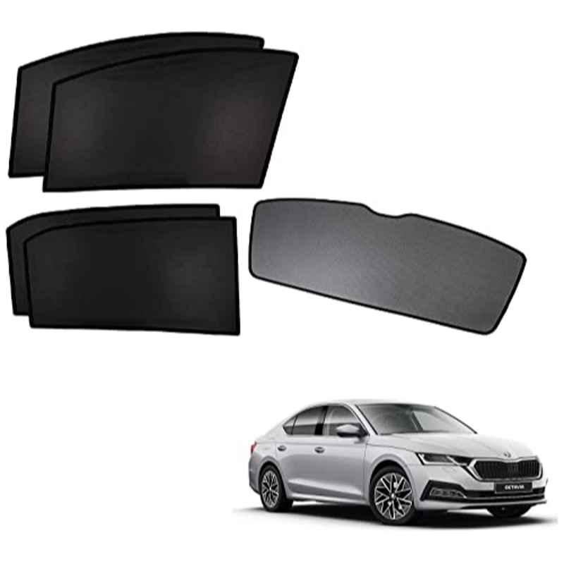Kozdiko 5 Pcs Polyester Black Non Magnetic Window & Rear Sun Shades Set for Skoda Octavia 2022-Present