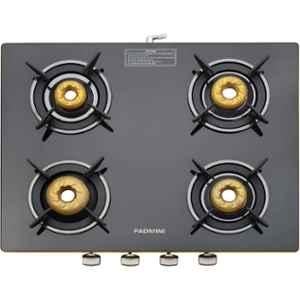 Padmini 4 Burner Stainless Steel Black Automatic Ignition Glass Top Gas Stove, 4 GT Rose Gold Auto