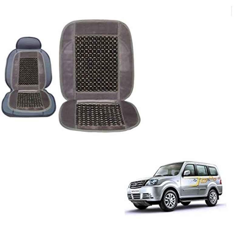 Kozdiko Wooden Bead Seat with Grey Velvet Border for Tata Sumo Grande, KOZ-87175