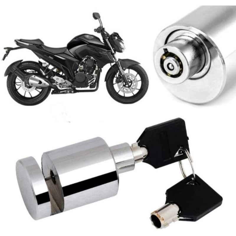 Auto Pearl Stainless Steel Silver Heavy Duty Anti Theft Motorcycle Disc Brake Lock, Lock-483