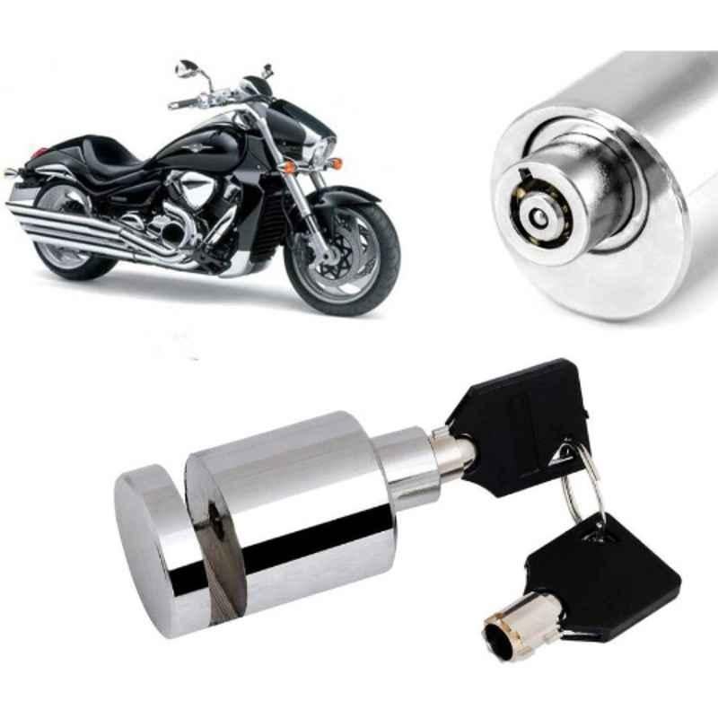 Auto Pearl Stainless Steel Silver Heavy Duty Anti Theft Motorcycle Disc Brake Lock, Lock-418