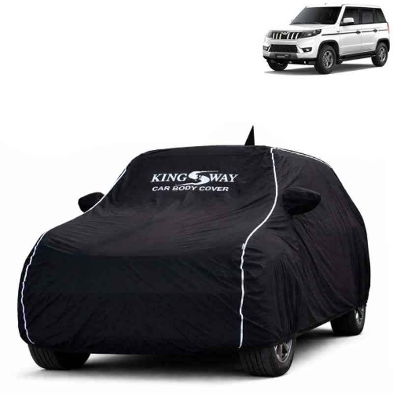 Kingsway Super Waterproof All Weather Protection Polypropylene Black Car Cover for Mahindra Bolero Neo 2021 Onwards with Mirror & Antenna Pockets
