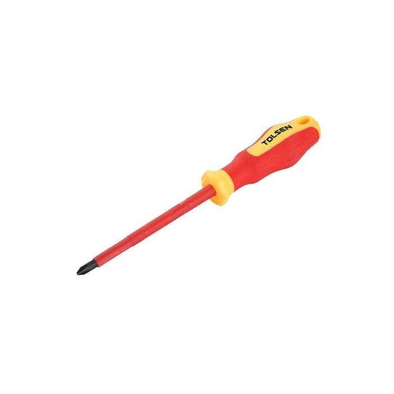 Tolsen 80mm Chrome Red Soft Gripped Screwdriver, 38006