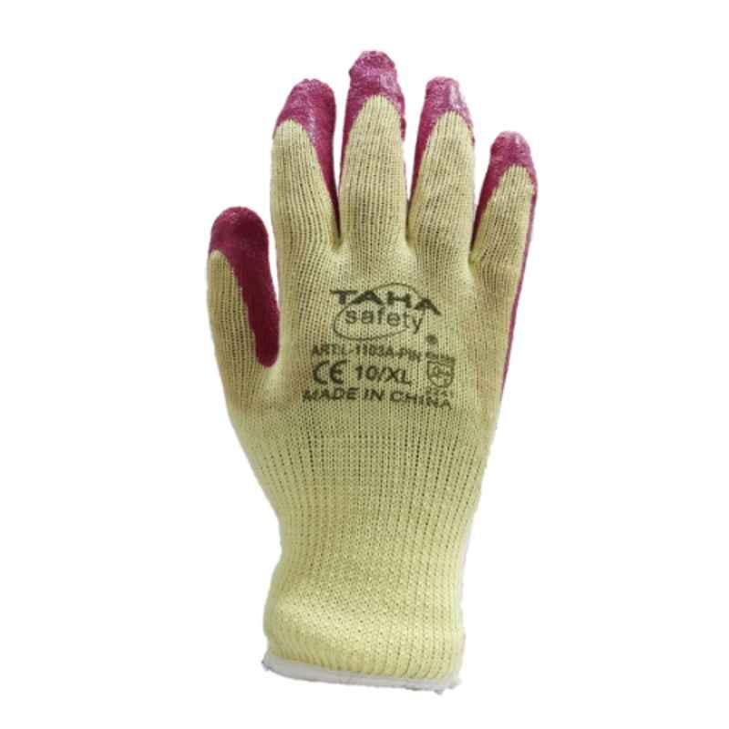 Taha Safety Cotton & Latex Pink Gloves, L1103, Size:XL