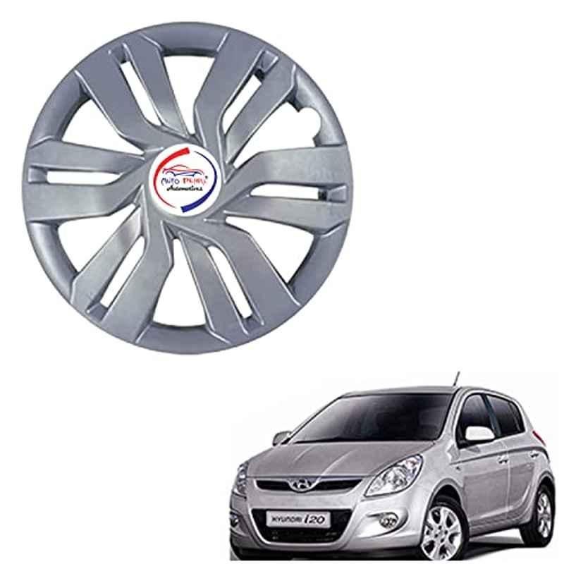 Auto Pearl 4 Pcs 14 inch ABS Press Type Hubcap Wheel Cover Set with Retention Ring for Hyundai I20 Type 1 SLVR17