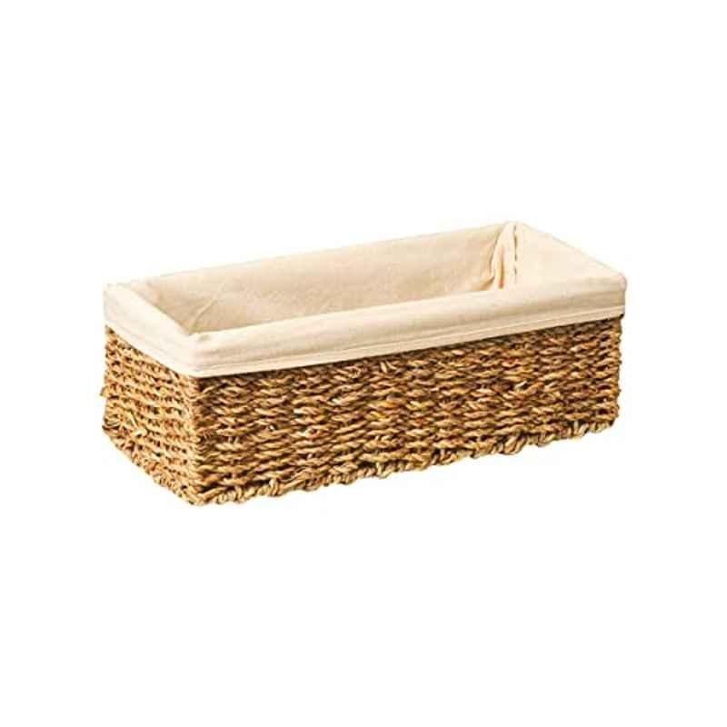 Homesmiths 34x15x12cm Natural Seagrass Basket with Liner, 52485, Size: Small