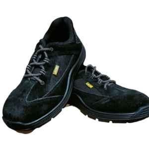 Jama Abilene Leather Steel Toe Black Safety Shoes with PU Sole, JB-163, Size: 8