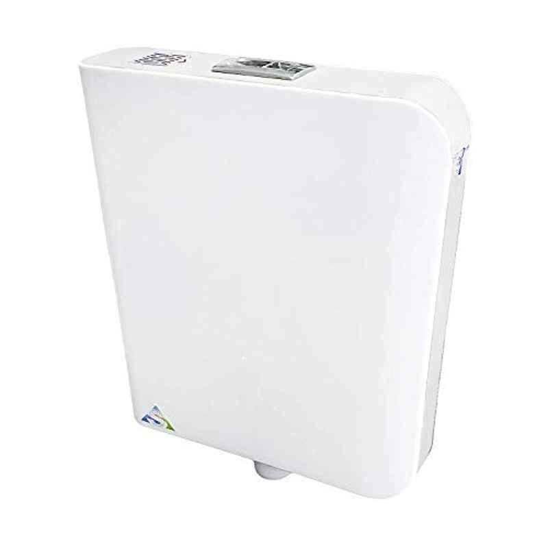 Aquieen PVC White & White Wall Mounted Double Flush Cistern with Provision for Air Freshener