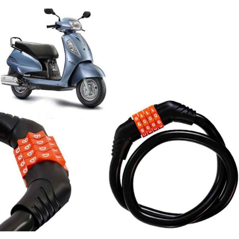 Auto Pearl Black & Orange 4 Digit Anti-Theft Combination Number Lock for Access
