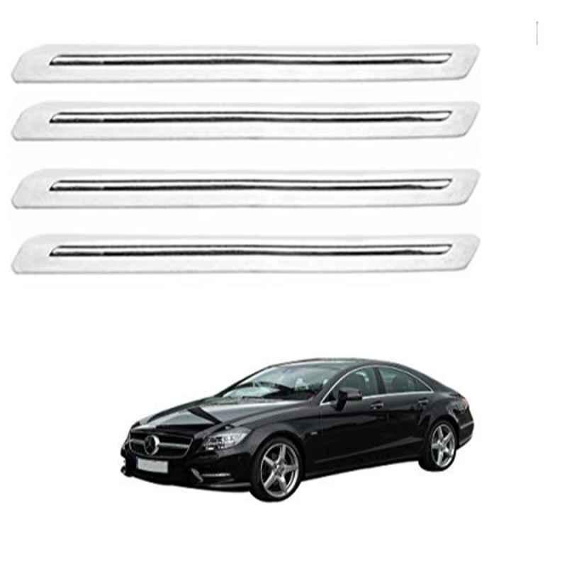 Kozdiko 4 Pcs PVC White Car Bumper Protector Set with Chrome Strip for Mercedes Benz CLS-Class