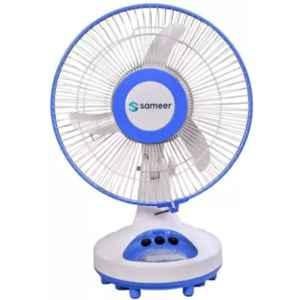 Sameer RF002 15W Blue Rechargeable Table Fan with LED & Mobile USB, Sweep: 300 mm