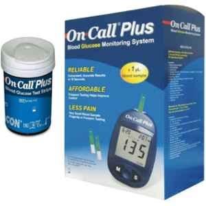 On Call Plus Glucometer 50 Strips With Blood Glucose Meter Box