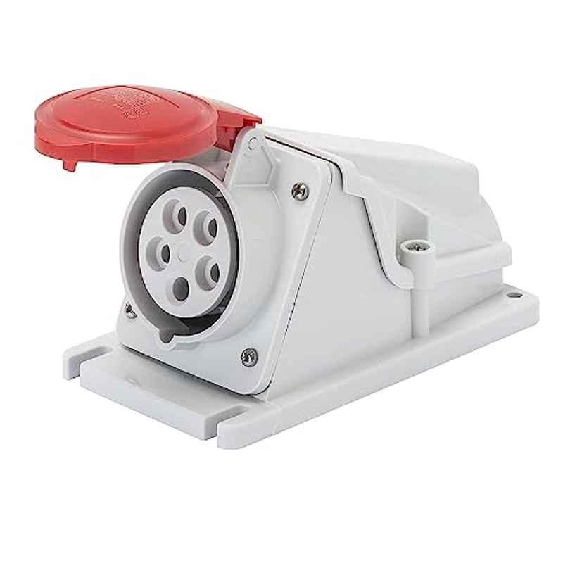 Gewiss 16A 415V 3P+N+E IP44 Red 90 deg Angled Surface Wall Mounting Socket, GW62482