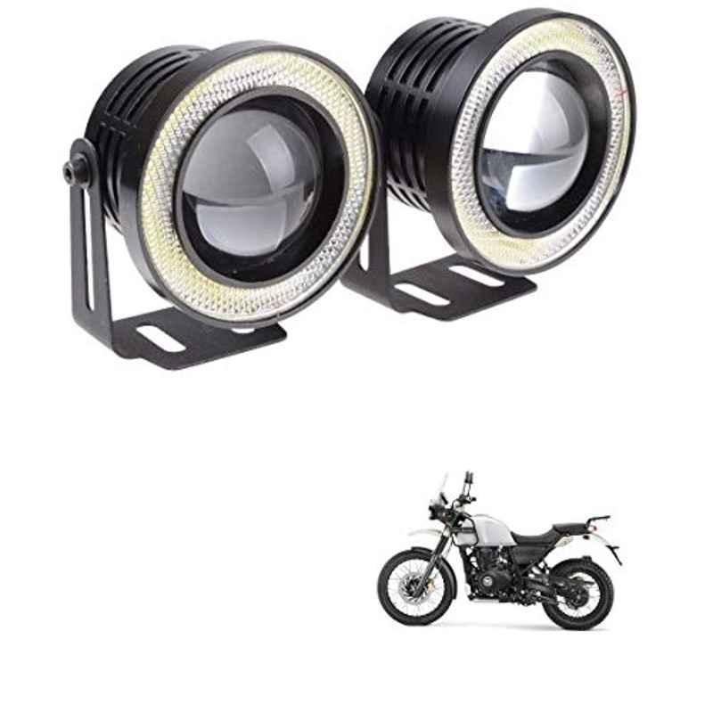 Kozdiko 2 Pcs 15W 3.5 inch High Power White LED Projector COB Fog Light Set with White Angel Eye Ring for Royal Enfield Himalayan, koz_88383