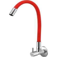 Prestige Brass Chrome Finish Red Flexible Sink Cock