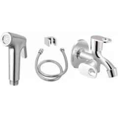 Senkiddpro ABS Chrome Finish Wall Mounted Health Faucet & 2 Way Bib Tap Combo
