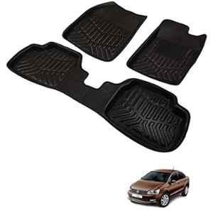 Kozdiko 3D Black Car Foot Mat Set for Volkswagen Vento, dshbdhb311