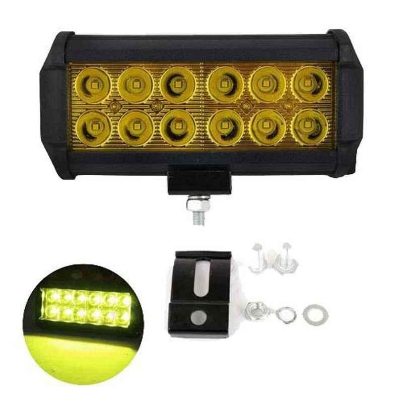 AllExtreme EX12FY1 36W 12 LED 7.5 inch Yellow Waterproof Fog Light Bar