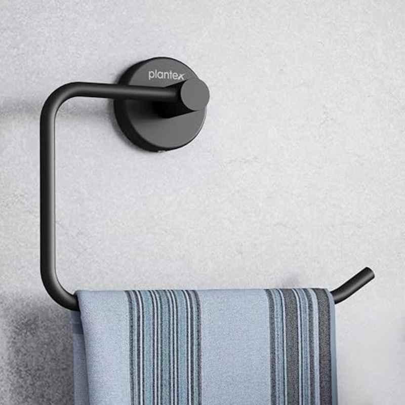 Plantex Stainless Steel Towel Ring for Wash Basin/Towel Hanger for Wash Basin/Napkin Holder for Bathroom/Towel Hanger/Bathroom Accessories Black Half Square