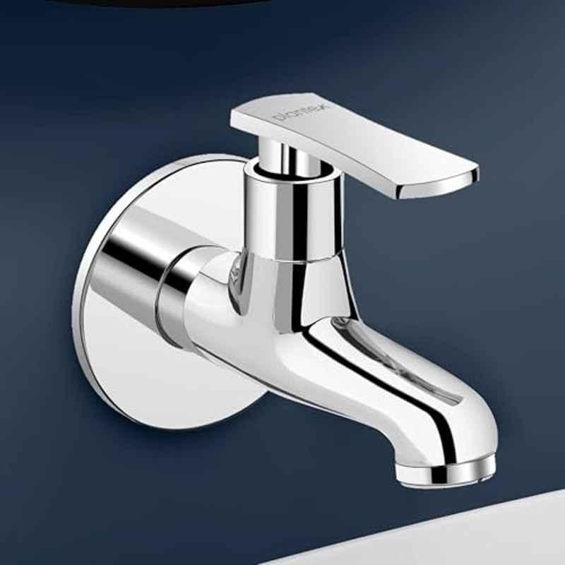 Plantex 3502 Chrome Bib Cock Water Tap for Bathroom with Water Saving Aerator/Wall Mount Tap for Wash Basin with Teflon Tape & Wall Flange