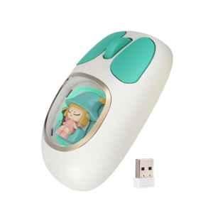 Fingers CuteClicks 1200dpi White & Teal Wireless Bluetooth Mouse with Rechargeable Battery, WB4