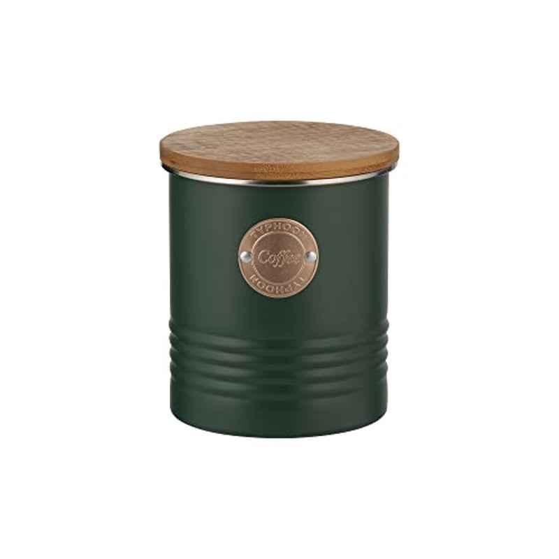 Typhoon 1400.029 1L Steel & Bamboo Living Green Coffee Canister, 29251