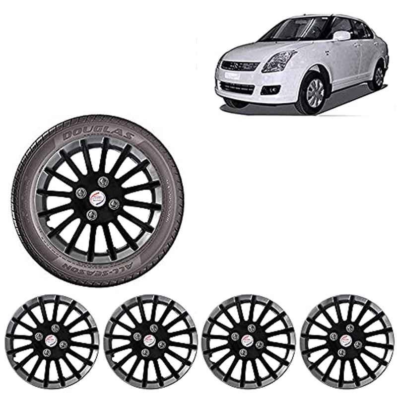 Auto Pearl 4 Pcs 14 inch ABS Black & Silver Press Fit Wheel Cover Set for Maruti Suzuki Swift Dzire Old