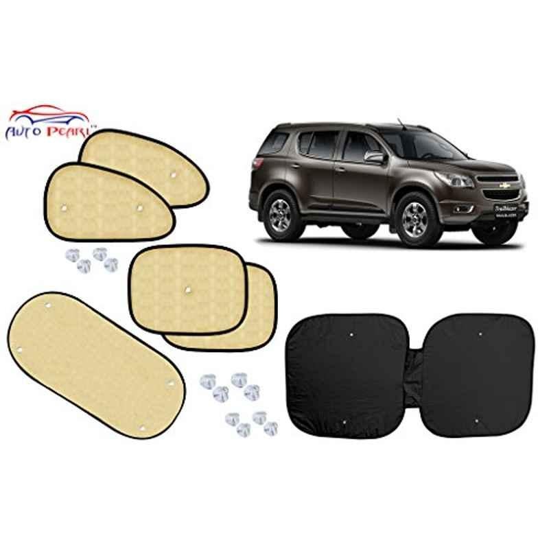 Auto Pearl 6 Pcs PVC & Mesh Beige Window, Front & Rear Sun Shade Set for Chevrolet Trailblazer