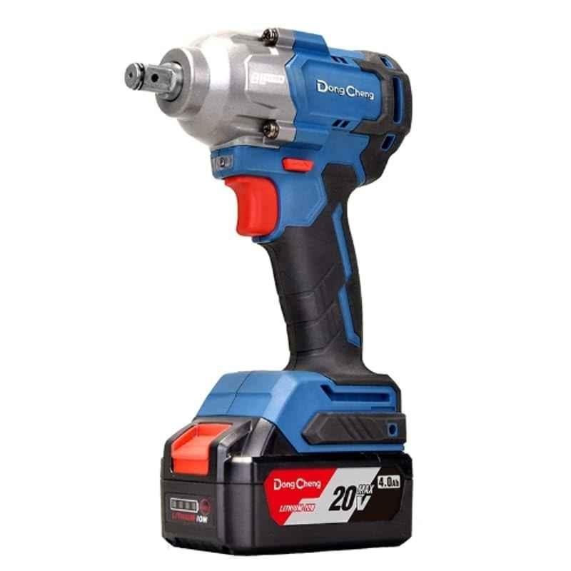 Dongcheng 12.7mm 488Nm Cordless Brushless Impact Wrench with 2 Pcs 20V 4Ah Battery & Charger, DCPB488 Type-EM
