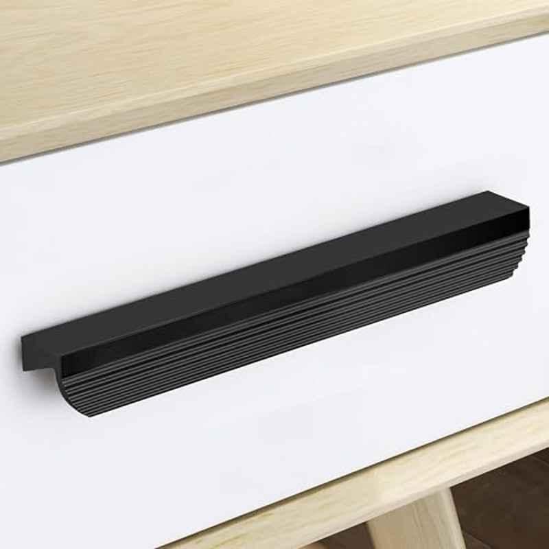 Plantex 160mm Aluminium Black Powder Coated Finish Pull Cabinet Handle for Home & Office, APS-DTC-5200-BLK-160MM