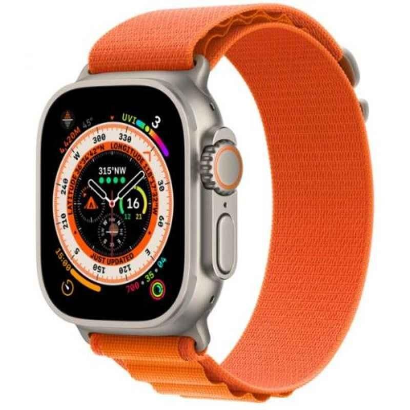 Apple Ultra 49mm Titanium Case GPS + Cellular Watch with Medium Orange Alpine Loop, MQFL3-UL-CE