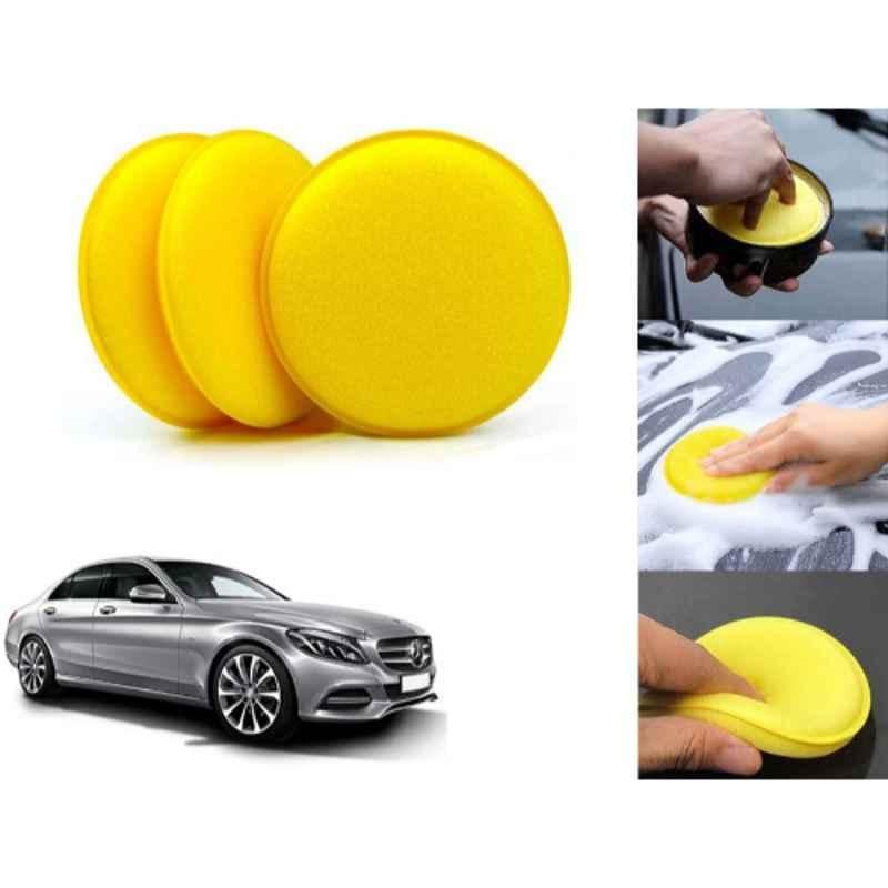 Auto Pearl Polyurethane Beige Washing & Waxing Polish Foam Sponge for C200 (Pack of 3)
