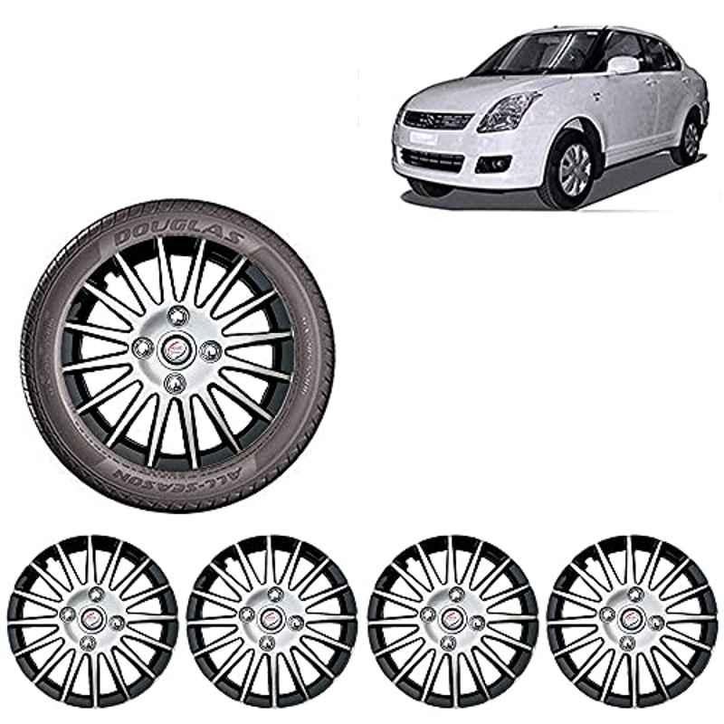 Auto Pearl 4 Pcs 14 inch ABS Silver & Black Wheel Cover Set for Maruti Suzuki Swift Dzire