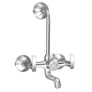 Plantex Brass Spindle Wall Mixer for Bathroom 2-in-1 with L-Bend Provision for Overhead Shower/Mixer Tap for Bathroom with Water Saving Nozzle & Wall Flange & Teflon Tape (SMR-1269-Chrome)