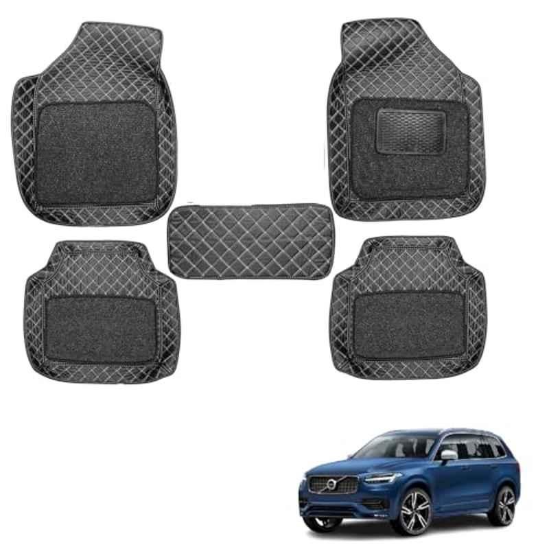 Kozdiko 5 Pcs Waterproof & Luxury 7D Black Leatherette Car Floor Mat Set for Volvo XC90