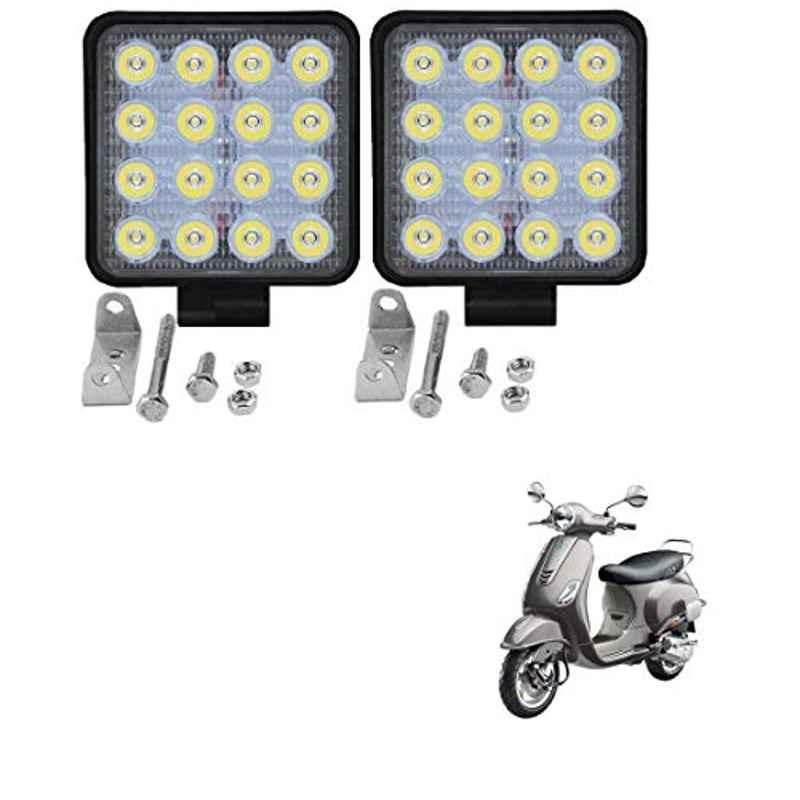 Kozdiko 2 Pcs 48W White Square LED Scooty Beam Light Set for Vespa VXL 150