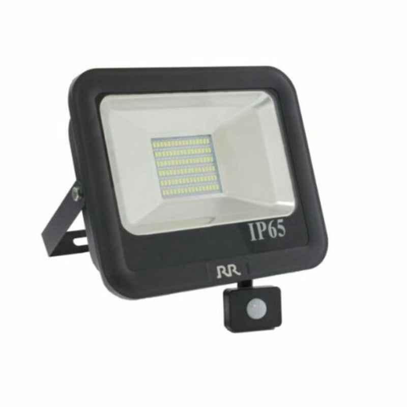 RR 85-277 VAC 6500K Black LED Flood Light with Sensor, RR-FL-SMD50D-SN