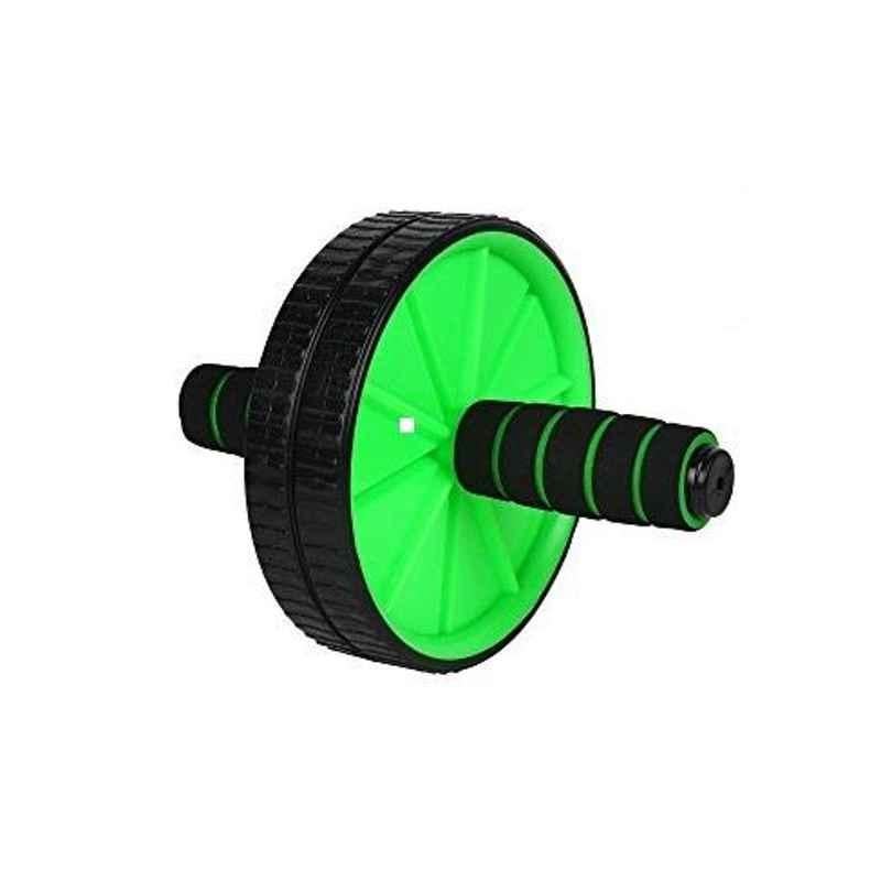 Strauss Black & Green Double Exercise Wheel, ST-1080
