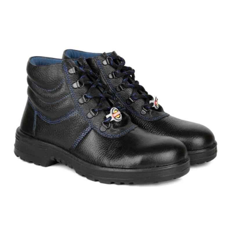Liberty Warrior Leather Steel Toe High Ankle Black Work Safety Shoes, 98-02-SSBA, Size: 8