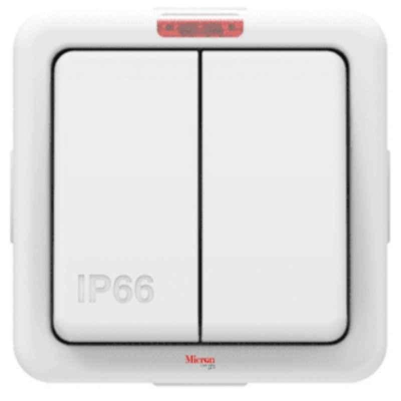 Micron 2 Gang 2 Way PVC Grey IP66 Weatherproof Outdoor Switch, MMEIP66-023