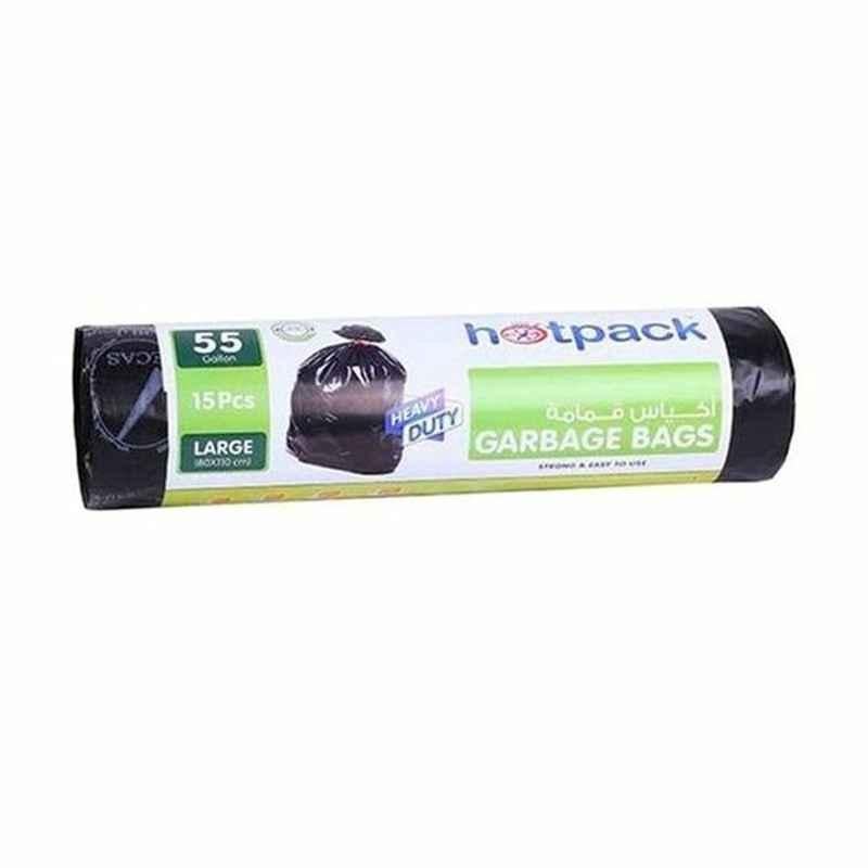 Hotpack Garbage Bag Roll, 80x110cm, Black, 15 Pcs/Pack