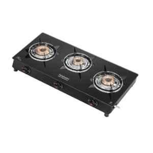 Hindware Benecio Plus 3B AI Glass Top Cooktop with 3 Brass Burner & Automatic Ignition, CT 100195