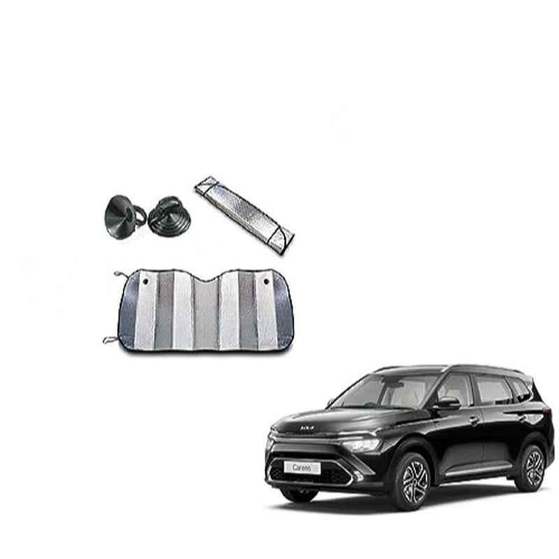 Kozdiko Aluminium Foil UV Protection Silver Windshield Sun Shade for Kia Carens