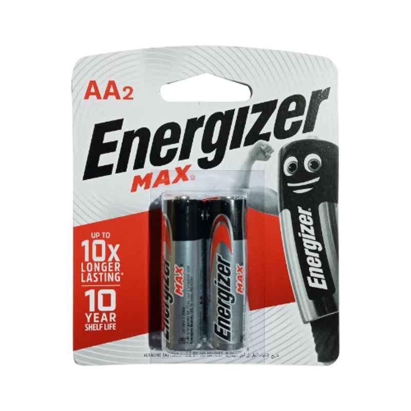 Energizer Max 1.5V AA Alkaline Battery, E91BP2 (Pack of 2)