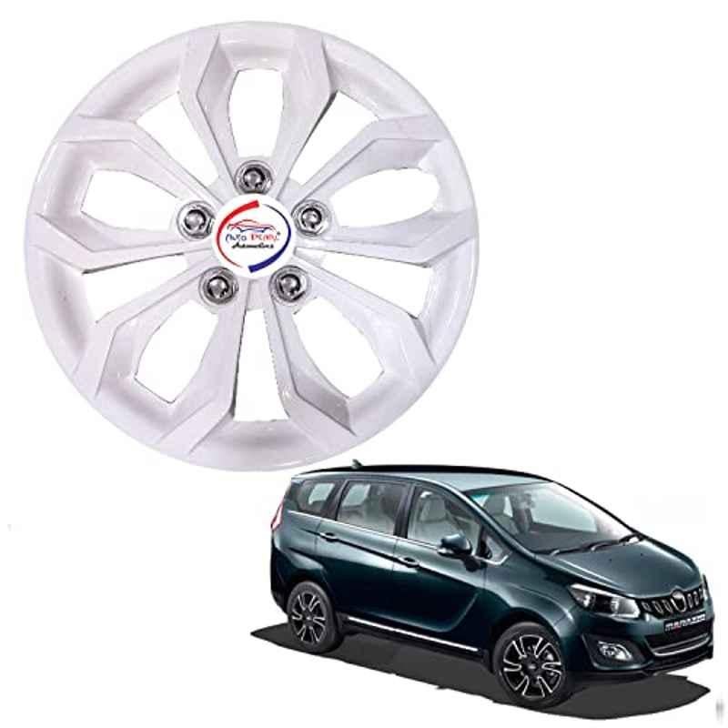 Auto Pearl 4 Pcs 15 inch ABS Pearl White BBR11 Hubcap Wheel Cover Set with Retention Ring for Mahindra Marazzo 2019