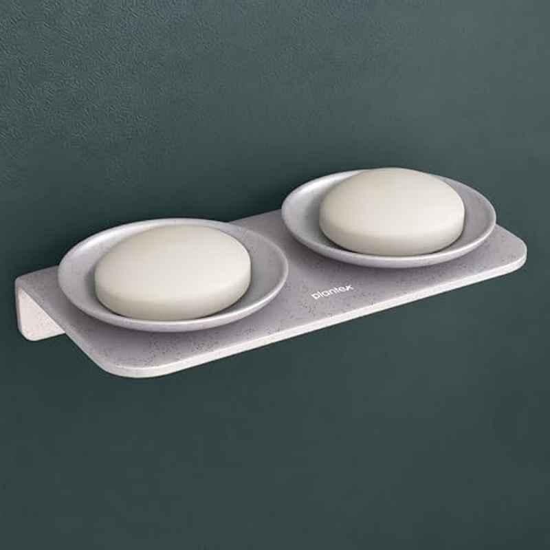 Plantex Acrylic Grey Dual Soap Holder for Bathroom, VIG-122