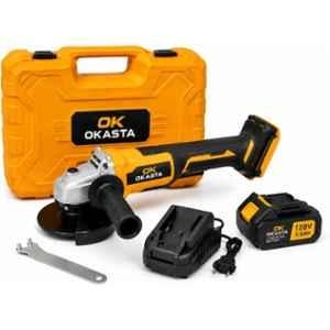 Okasta 4 inch 128V 8500rpm Cordless Angle Grinder for Cutting, Grinding & Polishing