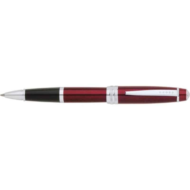 Cross Bailey Black Ink Rich Red Lacquer Finish Roller Ball Pen with 1 Pc Black Gel Ink Refill Set, AT0455-8